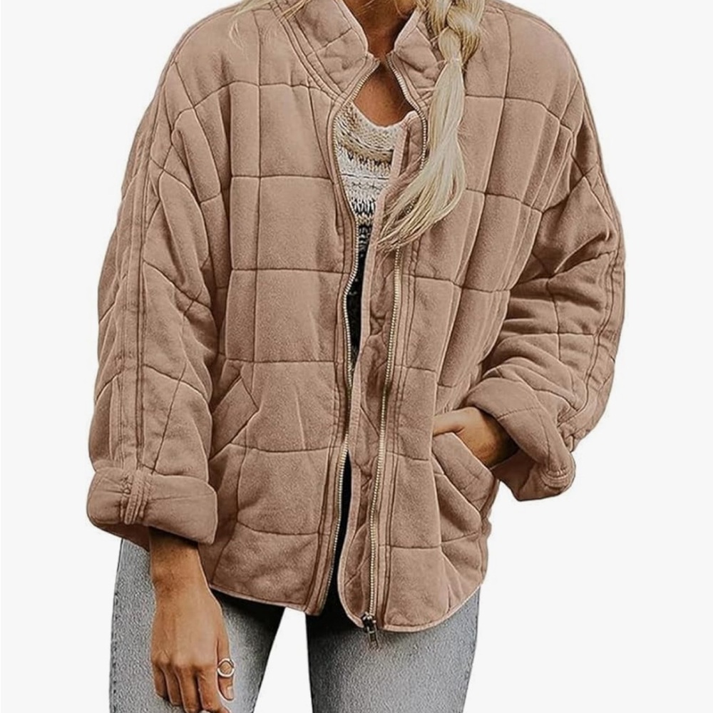 Women's Quilted Tan Puffer Jacket